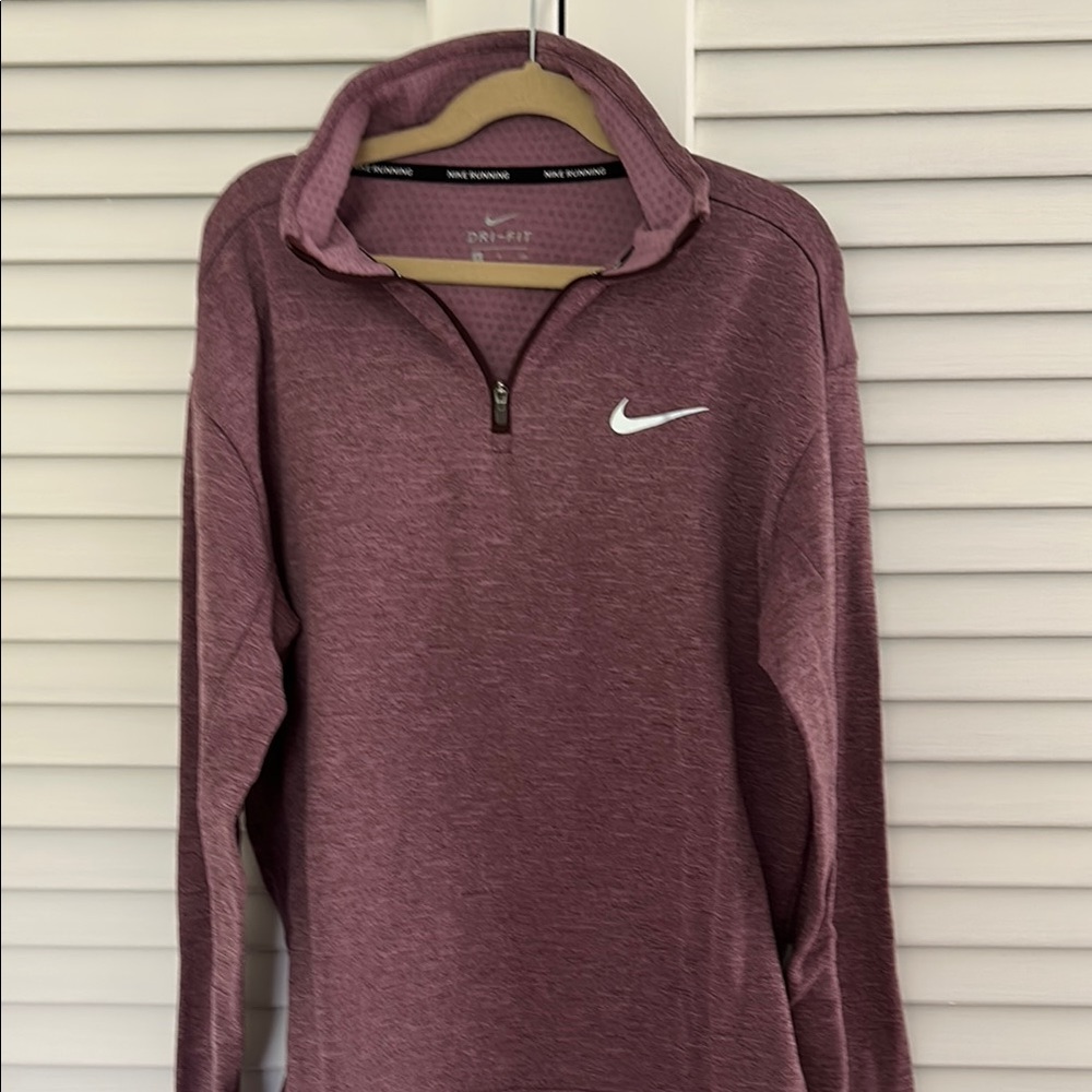 Nike Running Purplish Quarter-Zip Pullover. With fold over mittens